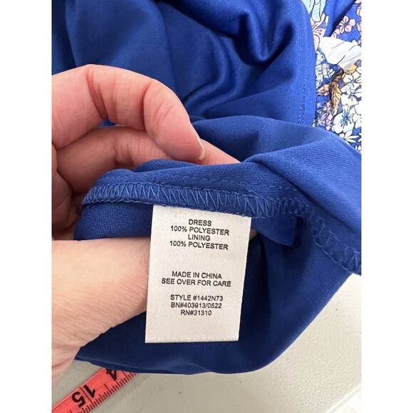 General Good Floral Tiered Mini Dress S Blue Spaghetti Strap Cottagecore Boho - Picture 9 of 16